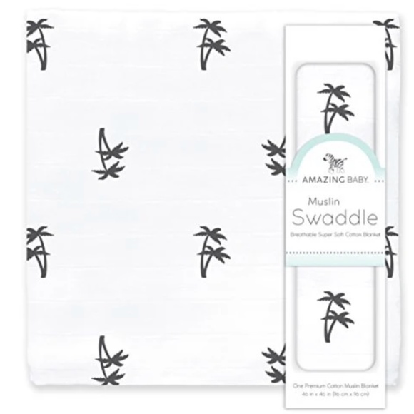 Amazing Baby Muslin Swaddle Multi-Use-7 Use Blanket NEW 46"x46 PALM TREES - Picture 1 of 15